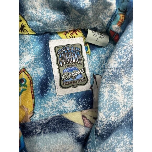 Ocean Current surfboard surf surfing surfer shirt rayon size L - Picture 2 of 5